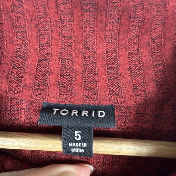 Torrid Womens Size 5 red 1/2 zip long sleeve ribbed sweater - Picture 2 of 6